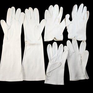Lot of Three Vintage White Fabric Gloves Size 6.5